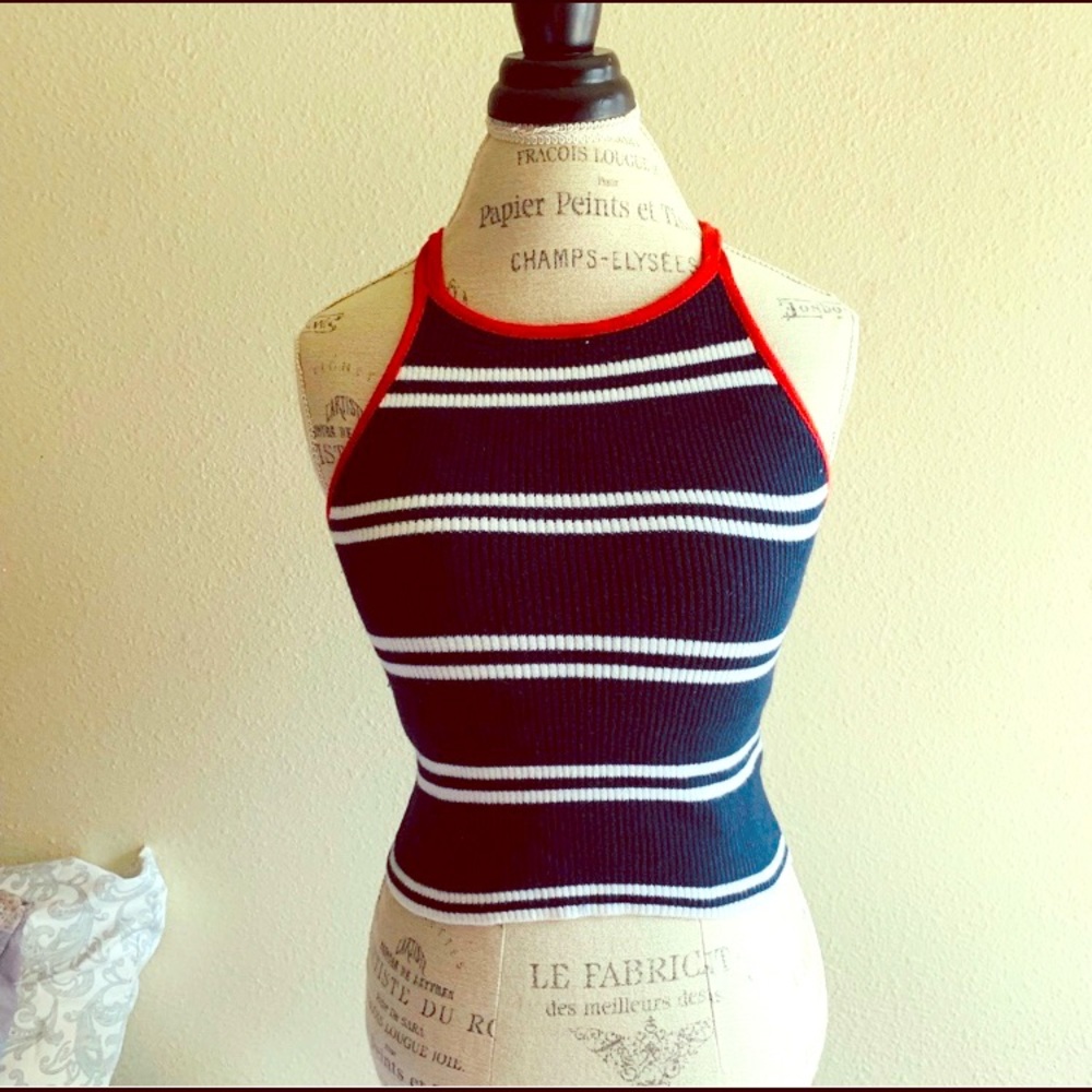 Hollister ribbed collar top criss cross back S